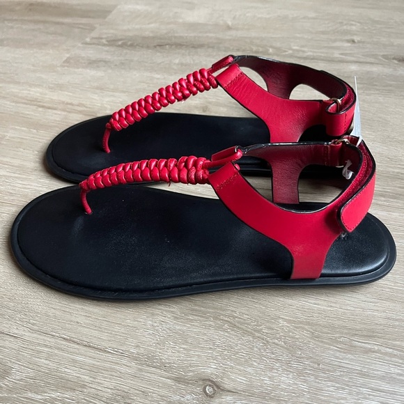 Genuine red leather sandals H&M SZ 8 NWT - Picture 2 of 5